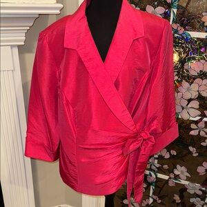 Alex Evenings Vibrant Pink Formal Wrap Blouse - NWOT - 2X